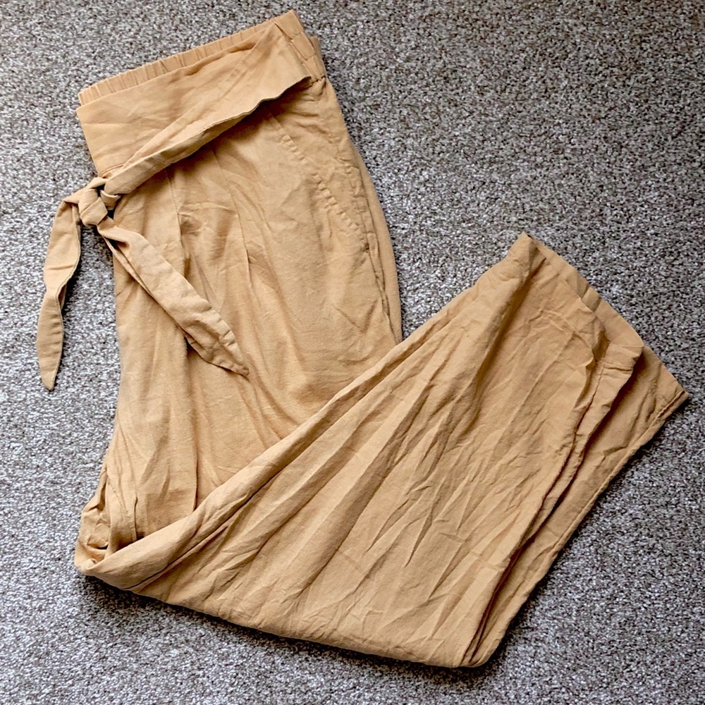 Plus size linen pants | XXL tapered leg | pockets and tie waist